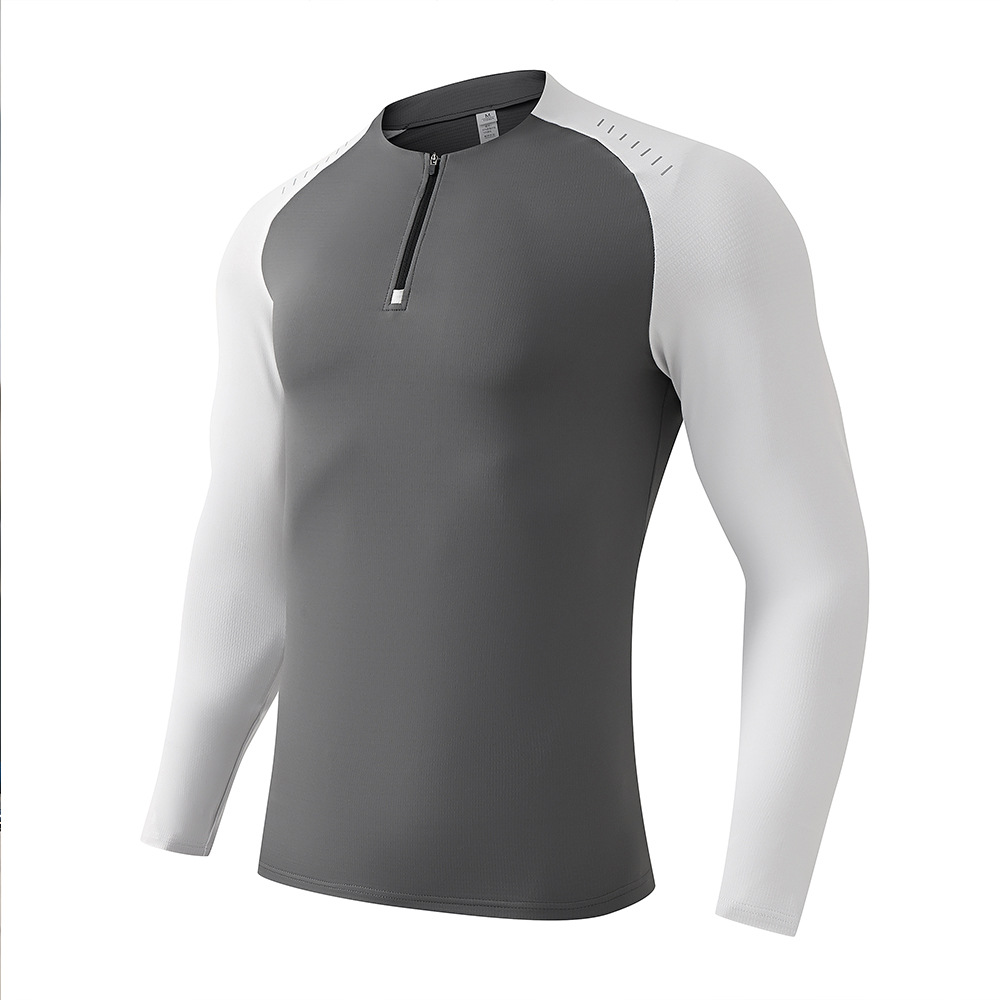 Camiseta deportiva al aire libre, ropa de secado rápido de manga larga, hombre y mujer, carrera, media cremallera, camiseta deportiva de entrenamiento, ropa de fitness