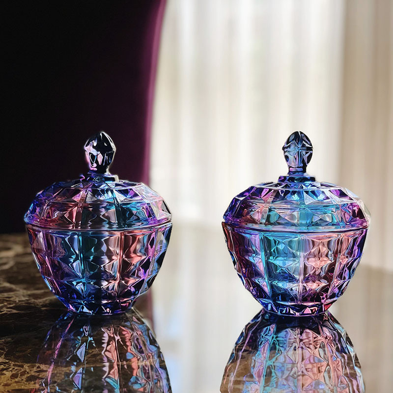 彩色琉璃糖果罐储物罐零售罐玻璃糖缸储物罐装饰罐首饰盒家居摆件