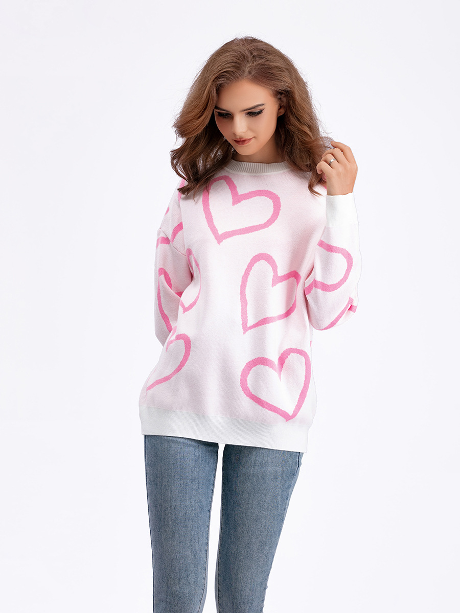 Women's Sweater Long Sleeve Sweaters & Cardigans Jacquard Vacation Heart Shape display picture 1