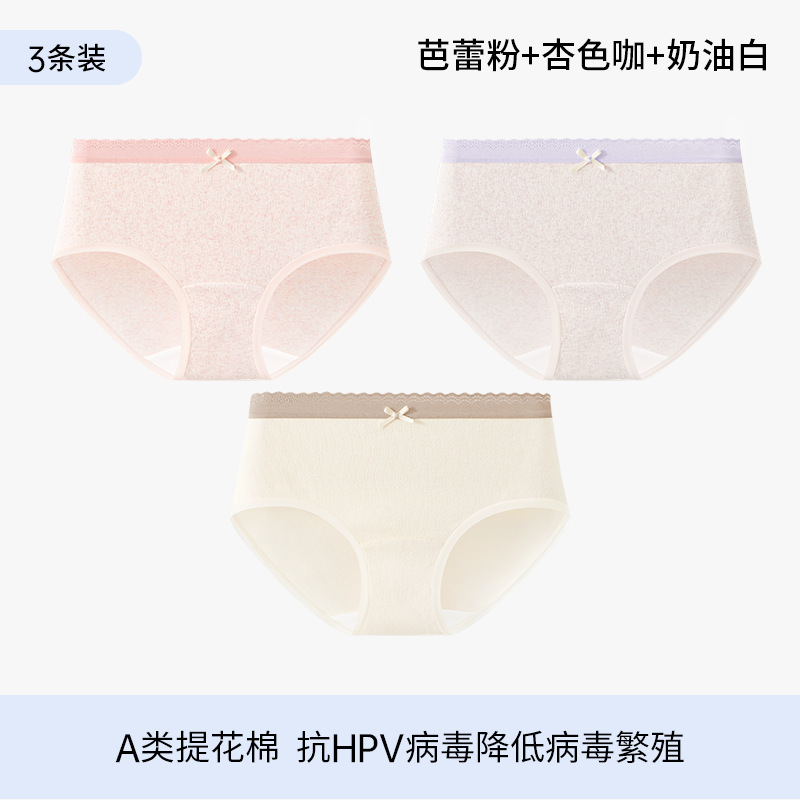 3-4 組の 10A グレード抗菌クラス A 純綿下着女性の夏の薄いカラフルな綿ショーツ甘いレースのシームレスなブリーフ|undefined