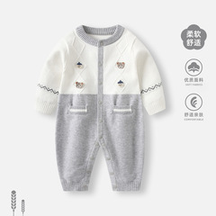 ベビー服、秋ニットジャンプスーツ、新生児男の子満月セータージャケット、秋服、ハイハイ服