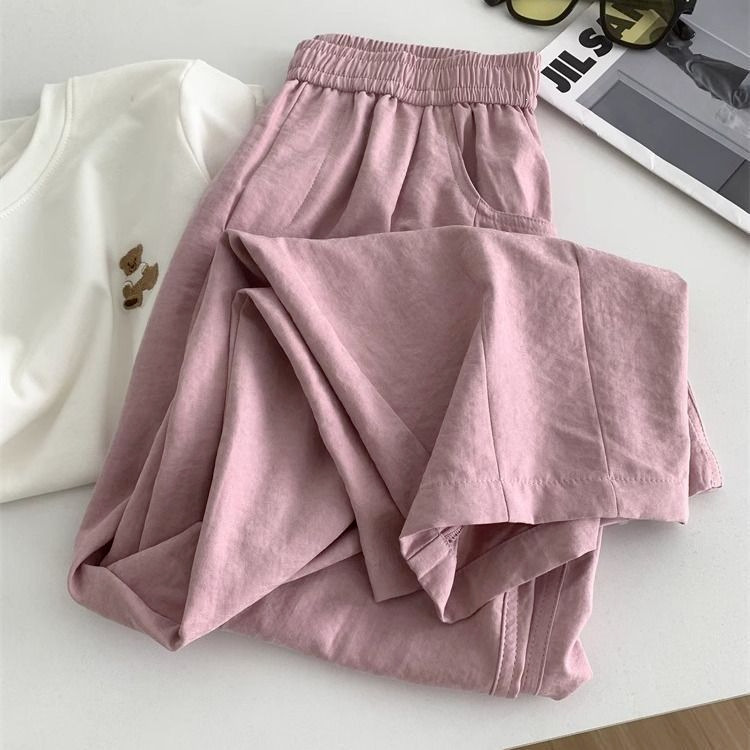150cm Petite Women's Summer Cropped Harem Sports Pants, Thin and Loose Fit, Height-Enhancing Carrot Pants for Small People