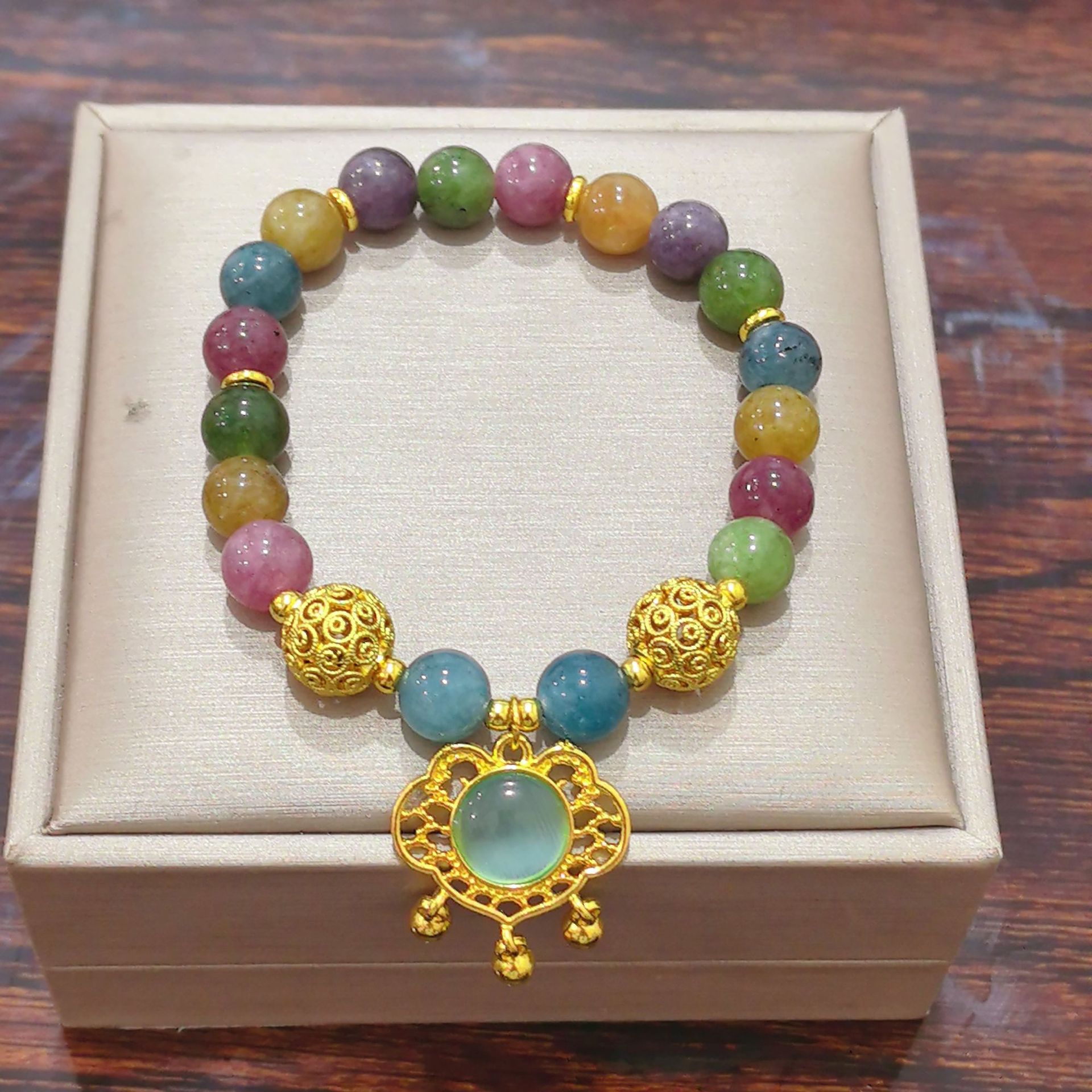 Exquisita cerradura Ruyi / pulsera turmalina