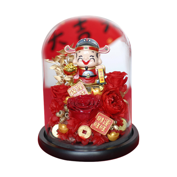 Las personas ricas gastan dinero en el domo de cristal del Dios de la Riqueza, flores de rosa al por mayor como regalo para niñas en el 520, bola de cristal de flores eternas, flores hechas a mano.