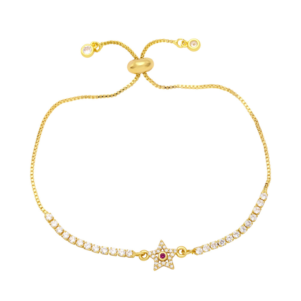 10g Weight 18K Gold Plated Plating Material Zircon Inlay Material Bracelets Classification Copper Material Star Pattern Women'S Gender Fashion Style Fashion Copper Xingx Bracelet Zircon Copper Bracelets 2