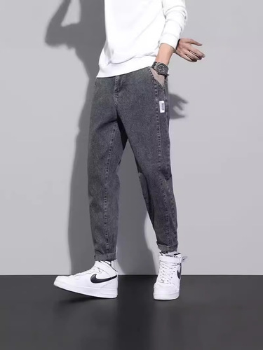 Men's Jeans for Spring and Autumn 2024 New Arrival Men's Pants Loose Fit Cropped Trousers Trendy Brand All-Match Harem Casual Pants