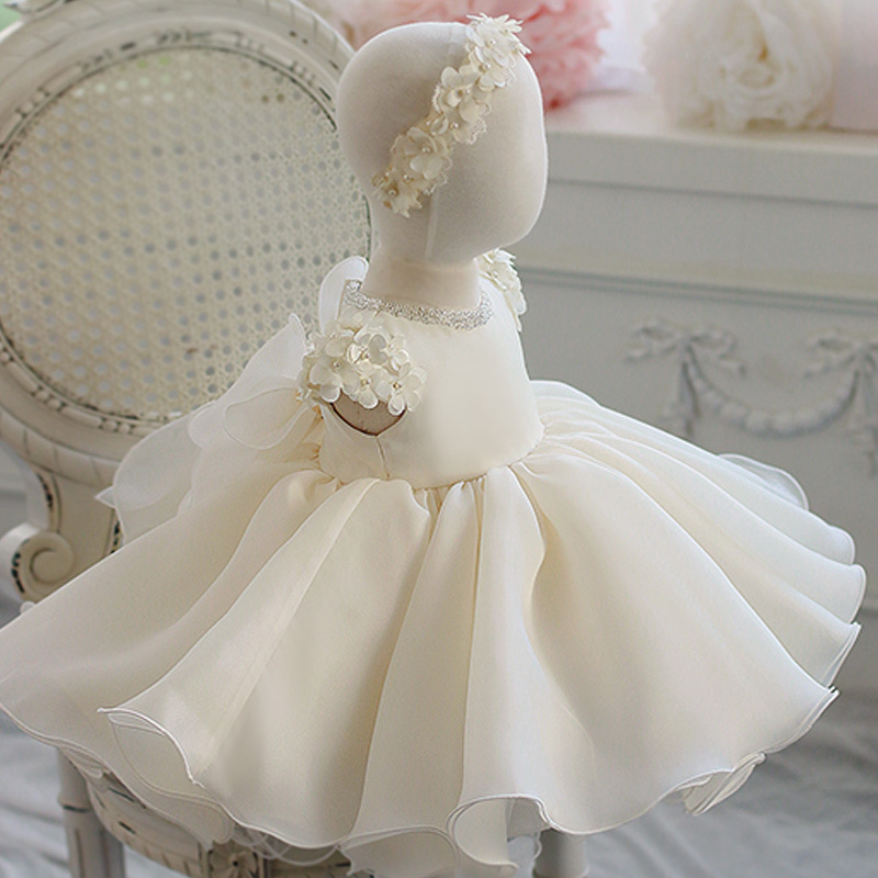 Mutter & Kind Prinzessinnenkleid für kleine Mädchen, Kinderfestkleidung, weißes Hochzeitskleid, Blumenmädchenkleid, Outfit für den ersten Geburtstag eines Babys_voghion.com