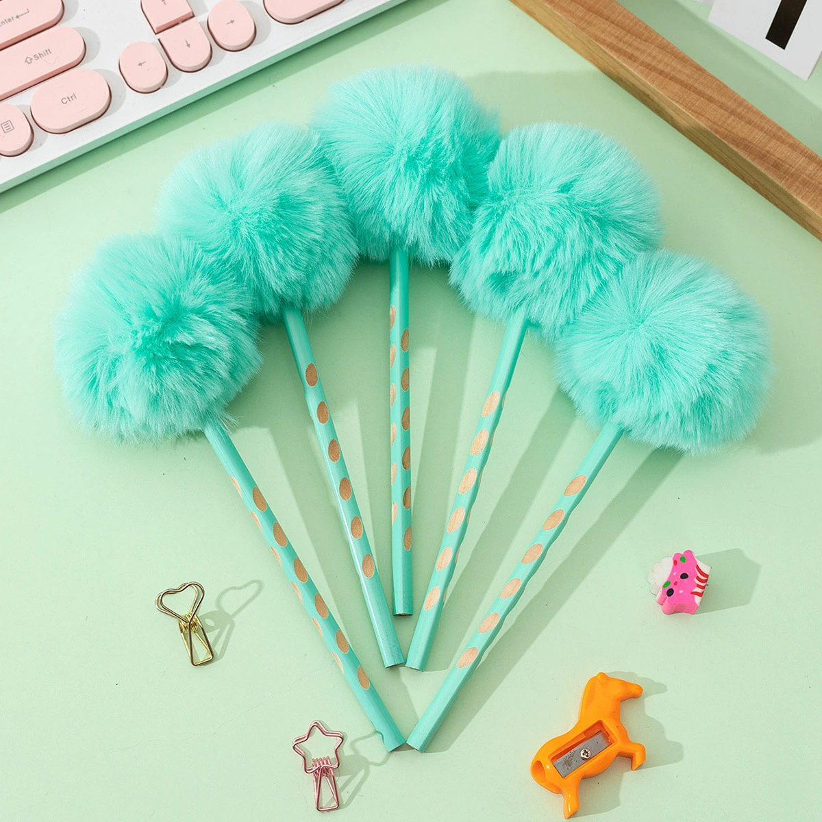 (Cross-border trading), cute pencil, triangular set, plush, 5 pieces