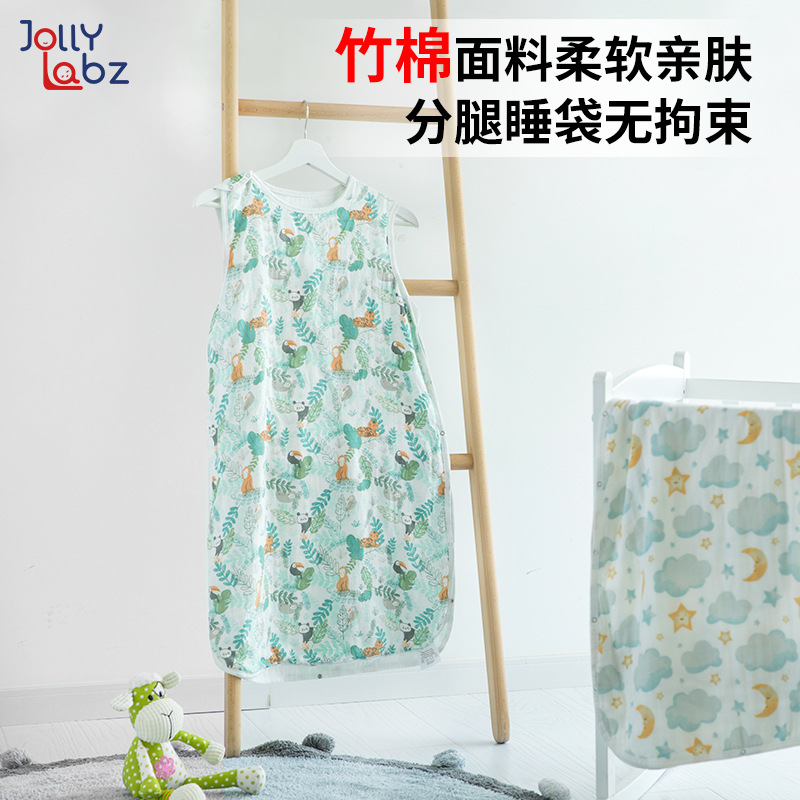 Customized Summer Breathable and Absorbent Double-Layer Bamboo Cotton Gauze Baby Toddler Anti-Kick Quilt Baby Sleeping Bag Lightweight