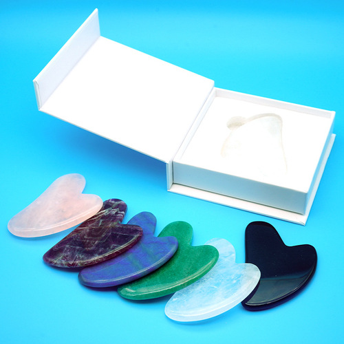 Beauty-type facial massage skin jade heart-shaped crystal massage sheet Dongling facial meridian beauty massage device