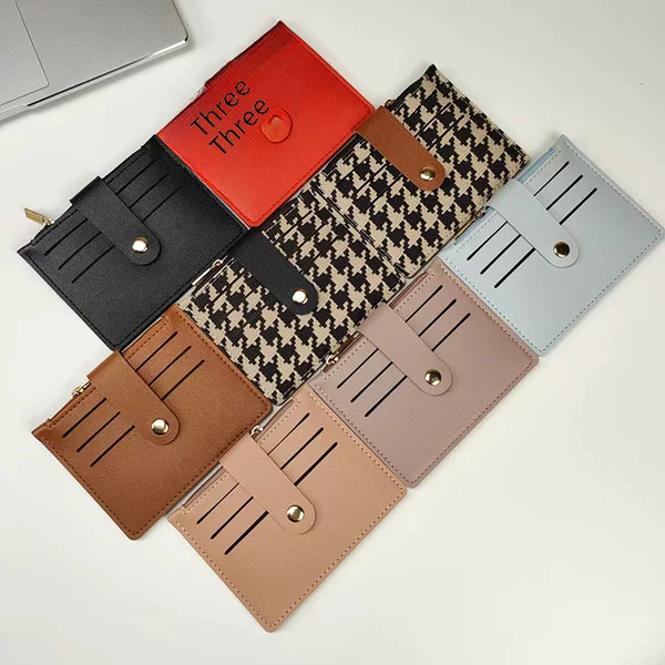 Short Small Card Holder Document Cover with Zipper Buckle Driver's License All-In-One Student Coin Purse Factory Direct Sale
