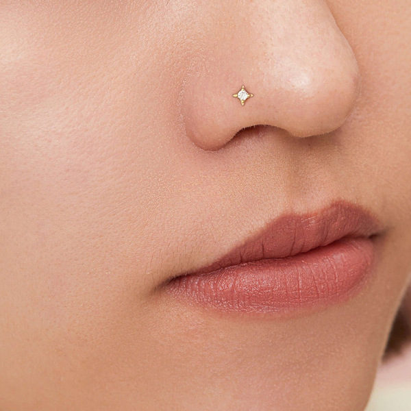 nose piercing with zircon
