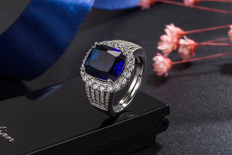 Mode-saphir-vier-klaue-diamant-zirkon-smaragd-kupfer-ring display picture 4