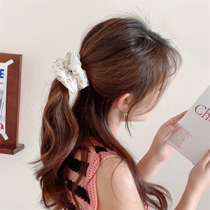 7g Weight Hair Tie Hair Accessories Type 1 Piece Quantity Daily, Street Occasion Cloth Material Flower, Horse Pattern Women's Gender Sweet Style Handmade, Handmade Craft Sweet Women's Flower Horse Cloth Handmade Hair Tie 无