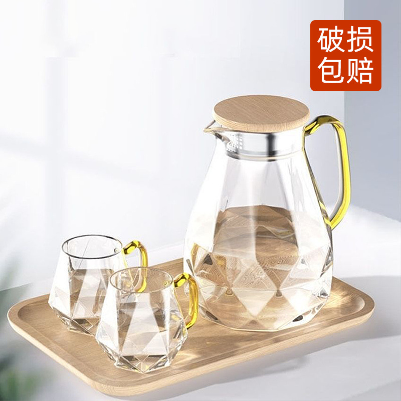 Glass Diamond Cold Water Kettle Diamond Design Cool White Water Cup Set Cold Water Kettle Household Water Cup Water Kettle 