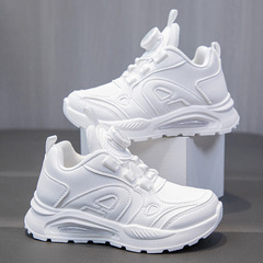 Children's white canvas shoes, unisex sports shoes for spring and autumn, new baby performance shoes, versatile thick-soled student running shoes