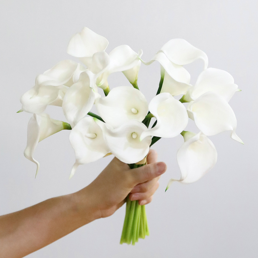 PU artificial flower mini calla flower plastic fake flower wedding holding flower home decoration flower 8 a bunch