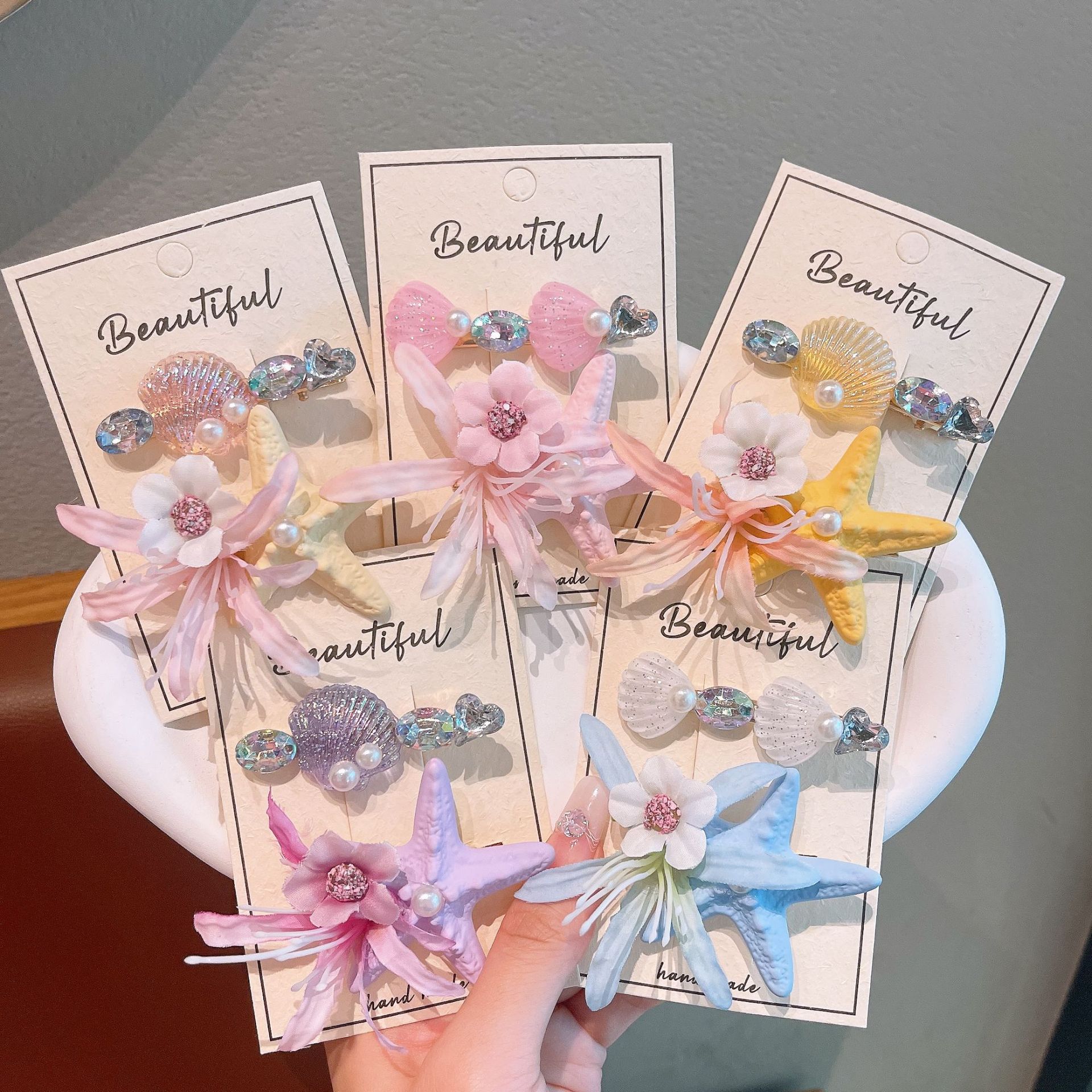 Niños super inmortales estrellas de mar flores clip de cabello para niñas clip de cabello para niñas frises clip de cabello para bebés clip de cabello tocado