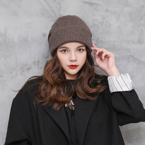 Hat Women's Autumn and Winter Korean Style Plain Wool Hat Trendy Warm Pullover Hat Men's British Versatile Ear Protection Knitted Hat
