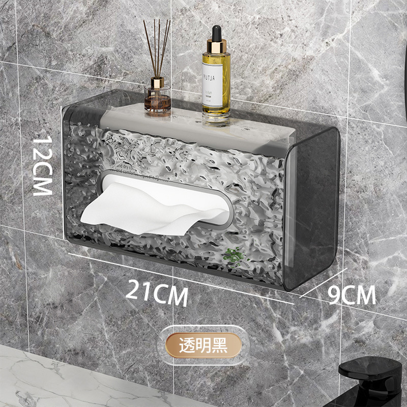 Caja de pañuelos impermeable de baño de alto aspecto de lujo ligero simple montado en la pared sin ponche hogar sala de estar dormitorio caja de pañuelos