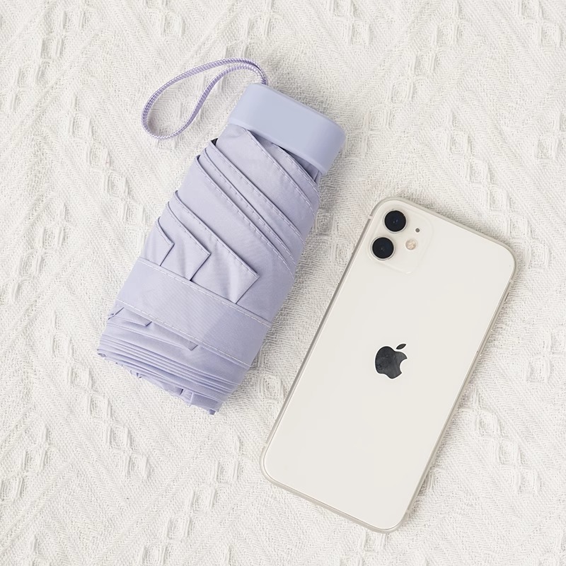 Luz natural de vinilo ligera con paraguas portátiles de protección solar UV lluvia cápsula de doble propósito con paraguas de seis plegadas