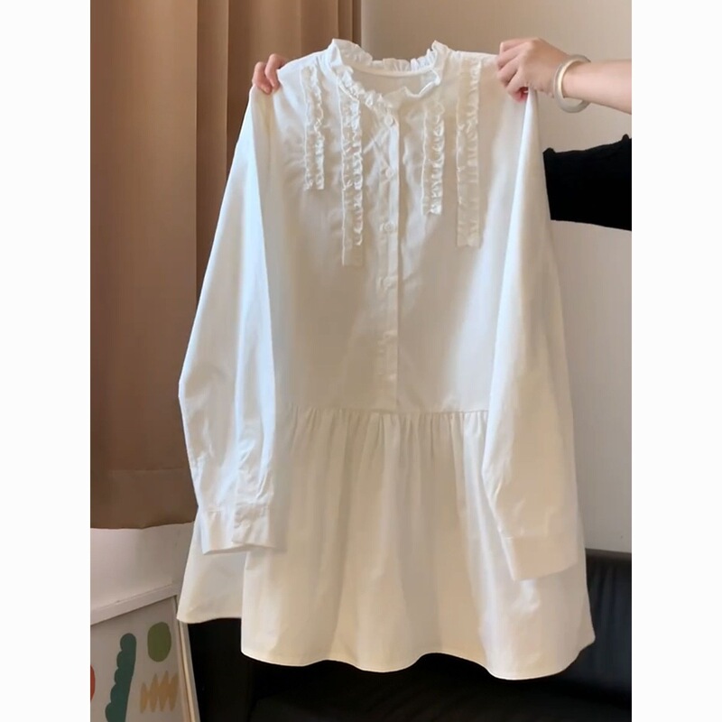 Short-Sleeved Shirt and White Dress for Petite Women, 2026 New Spring Outfit, Korean-Style Artistic Academy Style Short Skirt Short-Sleeved Shirt and White Dress for Petite Women, 2026 New Spring Outfit, Korean-Style Artistic Academy Style Short Skirt