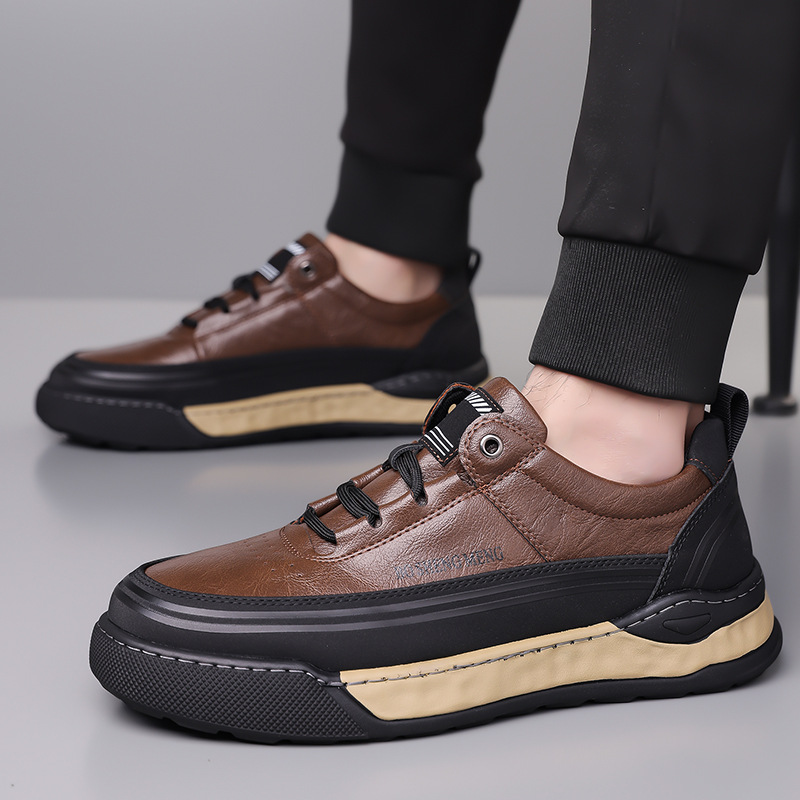 Men's Casual Breathable Work Shoes With Thick Soft Sole Lace Up_voghion.com