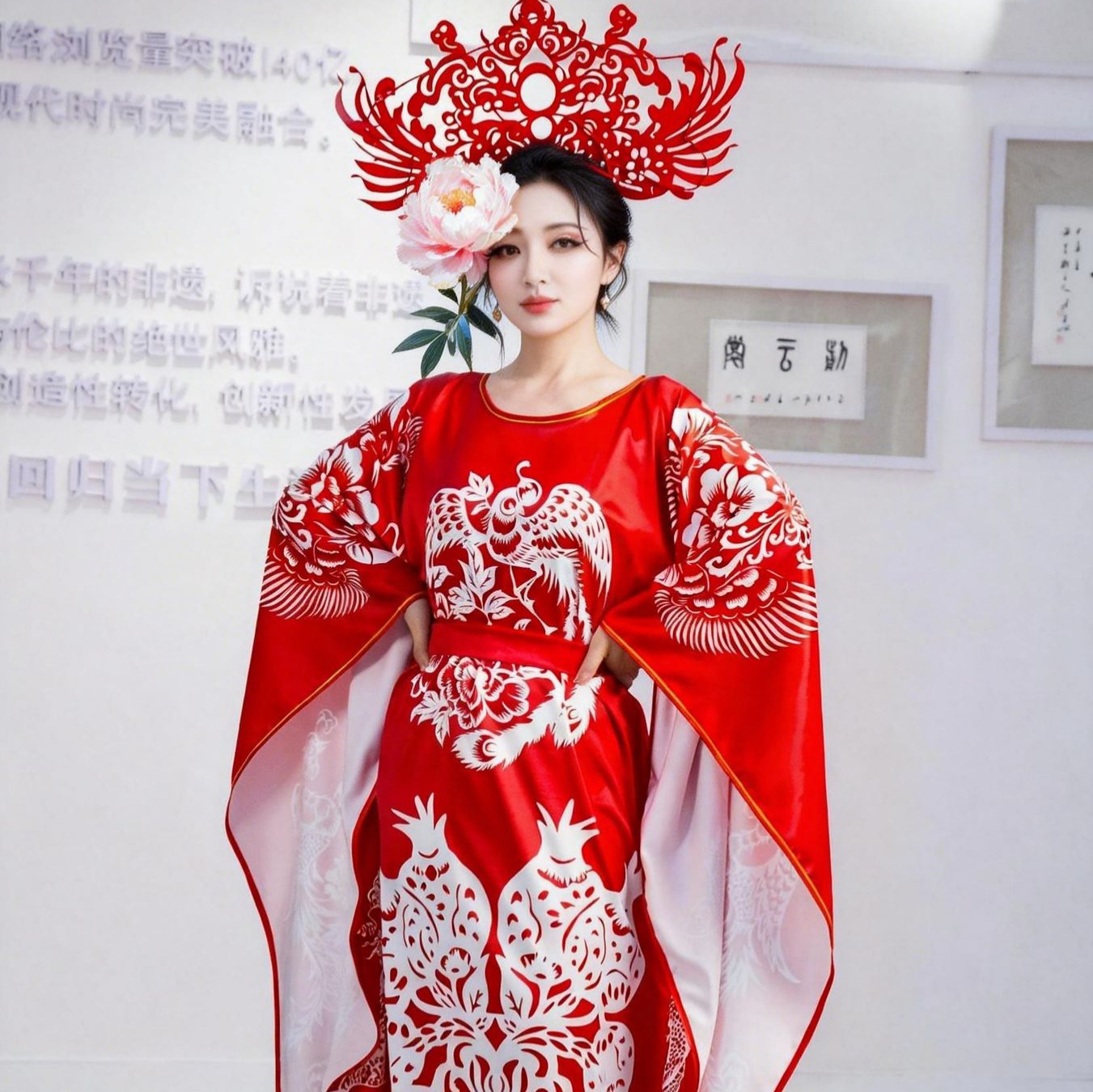 非遗剪纸风大袖衫 古典舞表演服 女士舞台走秀礼服 中国风演出服
