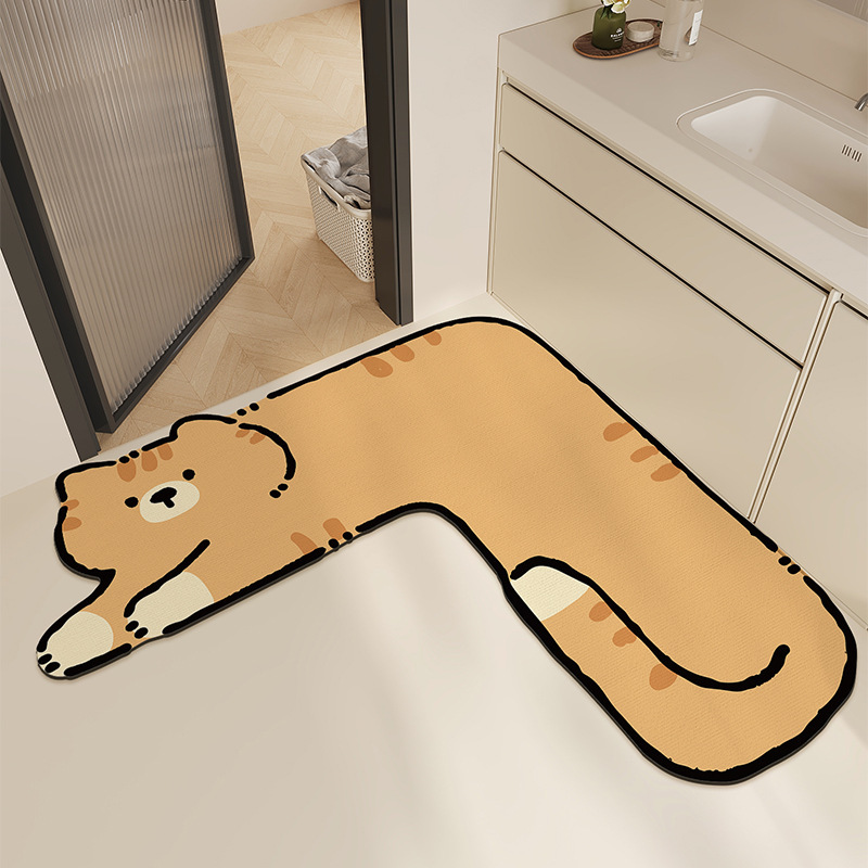 漫画バスルームフロアマット L 字型コーナー吸水速乾フットマット浴室キッチントイレドアトイレカーペット|undefined