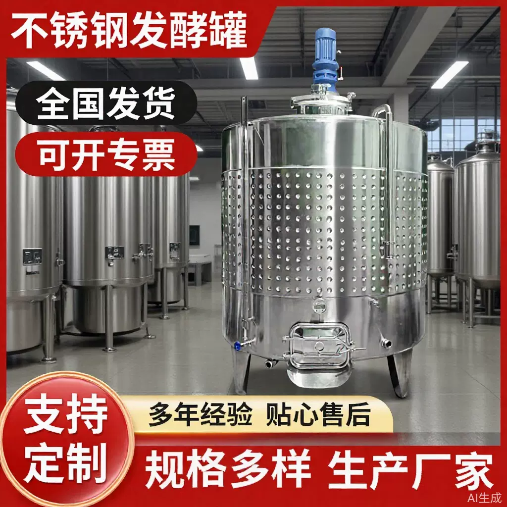 不锈钢储罐搅拌罐不锈钢发酵罐果酒发酵罐冷却罐密封罐控温发酵罐