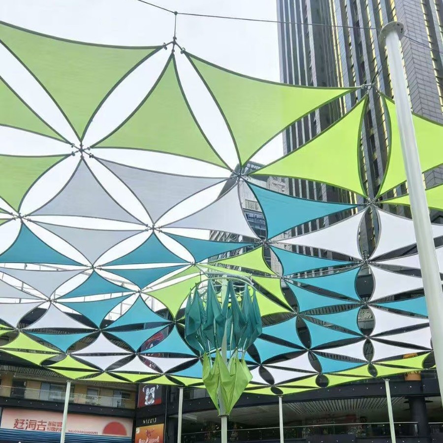 Triangular Sunshade Sail, Cultural Tourism Landscape Canopy, Market Commercial Street Rainproof and Sunproof Tensile Sunshade Sail, Beautiful Decorative Display