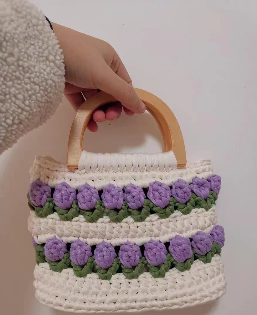 천 보라색 튤립 가방 소재 가방