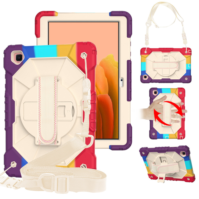 Applicable to Samsung A7 10.5-inch T500 silicone shoulder strap tablet cover T505/T507 rotating bracket drop-resistant shell Applicable to Samsung A7 10.5-inch T500 silicone shoulder strap tablet cover T505/T507 rotating bracket drop-resistant shell