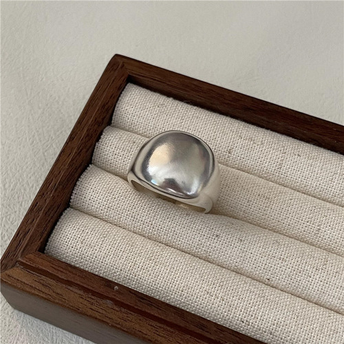 S925 sterling silver Korean version frosted ancient basic style bag ring texture heavy industry Korean blogger ring wholesale