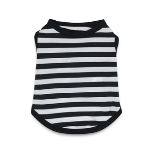 Pet supplies dog clothing stretch stand vest black and white striped teddy pet clothing wholesale spring and summer