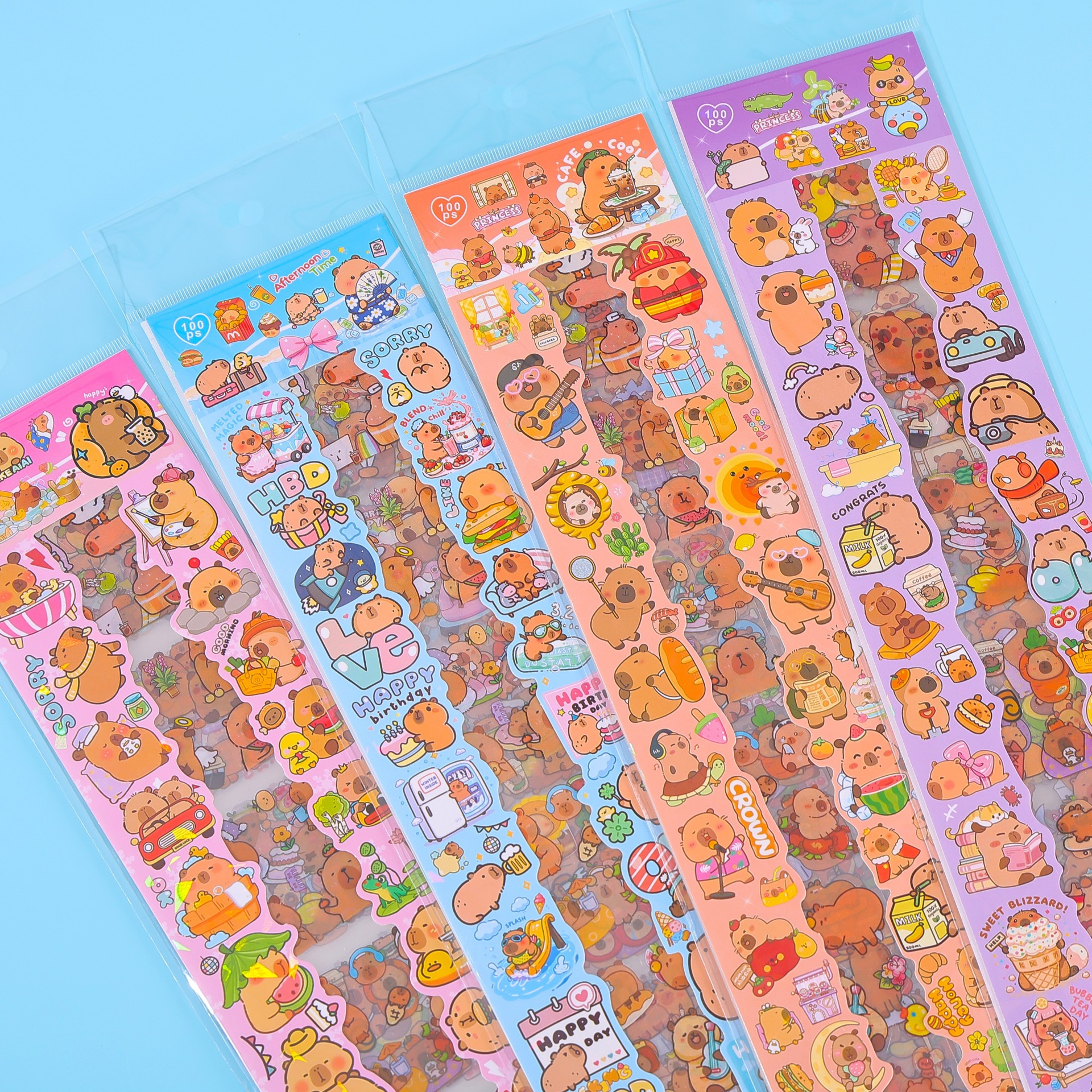 Nuevo 98 pegatinas de tira dibujos animados lindos niños niñas pegatinas sin cortar pegatinas de material de decoración