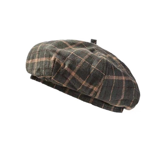Grid beret for women, autumn Korean version, versatile, face-slimming, artist's hat, internet celebrity, British style hat, Instagram trendy