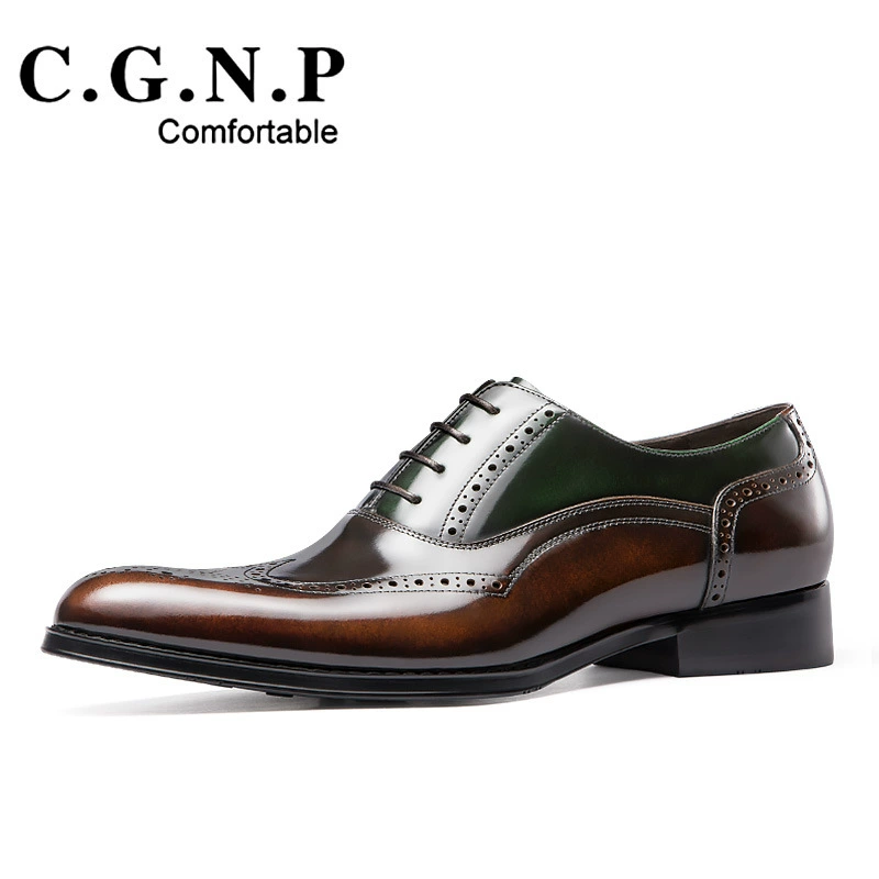 2023 Трансграничная Удобная Кожаная обувь Европейское Деловое платье Кожаная Обувь На Шнуровке Мужская обувь Британская Мода Дышащая воловья кожа Модная обувь