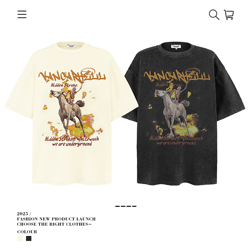 アメリカのレトロなファッションブランドの水洗いは古いプリントの半袖tシャツを作ります。