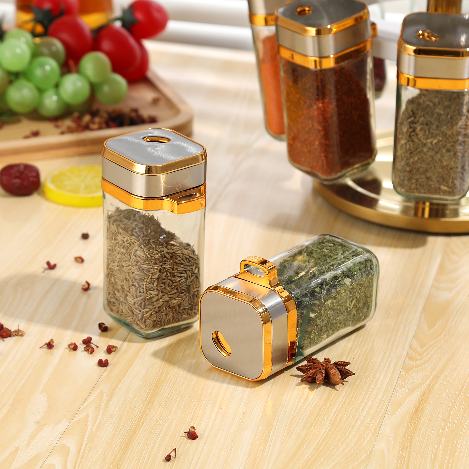 Estante de almacenamiento de condimentos giratorio condimento multifuncional caja de almacenamiento de condimentos de cocina estante de condimentos domésticos