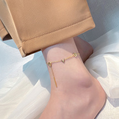 Love ankle chain for women, high-end, 2022 new fashion, 18k rose gold titanium steel, sexy ankle chain, does not fade