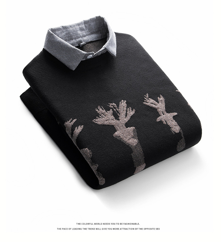 Men's Animal Print Jacquard Sweater For Men Winter Pullover_voghion.com