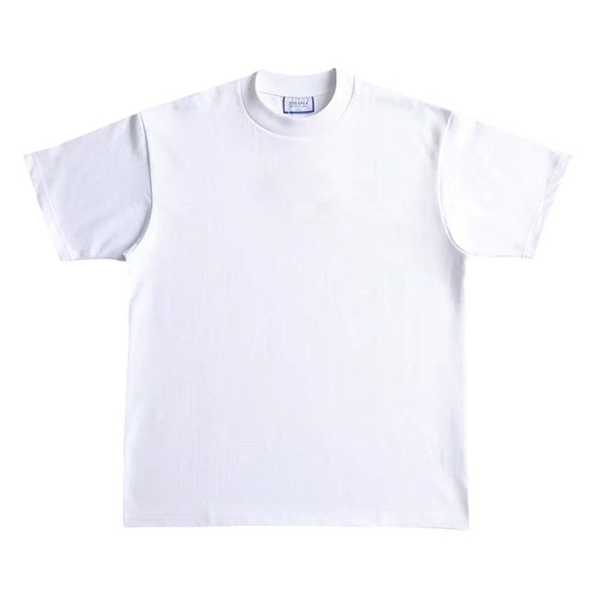 230g doble hilo americano pequeño cuello camiseta de manga corta de color sólido suelta caída de hombro media y larga primavera y otoño tendencia hip-hop