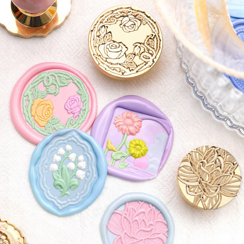 New Products in May Outing Flower Series Suidisi New Lily Handbook Fire Lacquer Seal Copper Head Chapter Head Wholesale