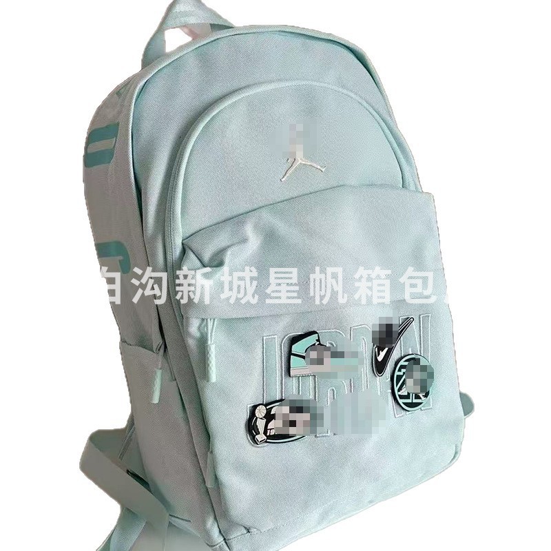 Cross-Border New Model Aj Jumpman Backpack with Velcro Badge Travel Bag for Men and Women Casual Outdoor Backpack Wholesale
