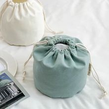 帆布圆底束口抽绳袋收纳包水桶包内置袋菜篮子内胆包轻便旅行装
