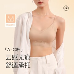 超薄粉底液美背隐形内衣大胸显小细肩带防下垂凉感透气无痕文胸罩
