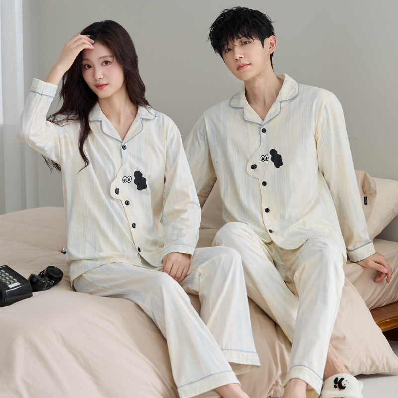 Popular Young Couple Pajamas for Women in Autumn, Long-Sleeved Men and Women Can Wear Home Clothes, Cute Cartoon Suits for Women in Spring