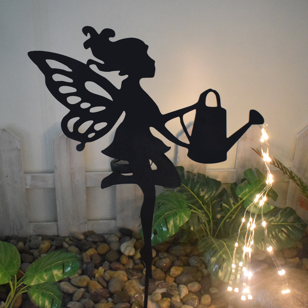 Hogar transfronterizo al aire libre impermeable inserción de césped hierro forjado gato animal modelado jardín jardín jardín decoración luz solar