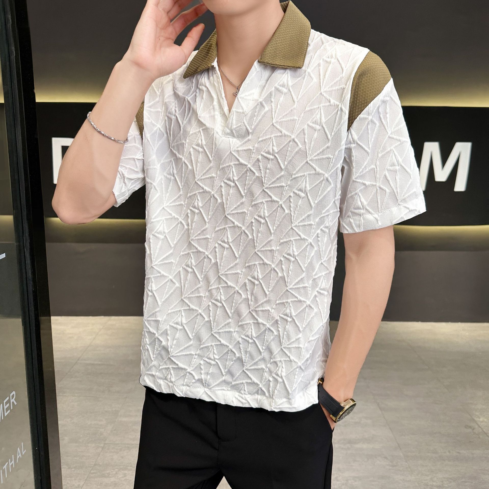Polo homme été manches courtes tendance coupe ample confortable_voghion.com